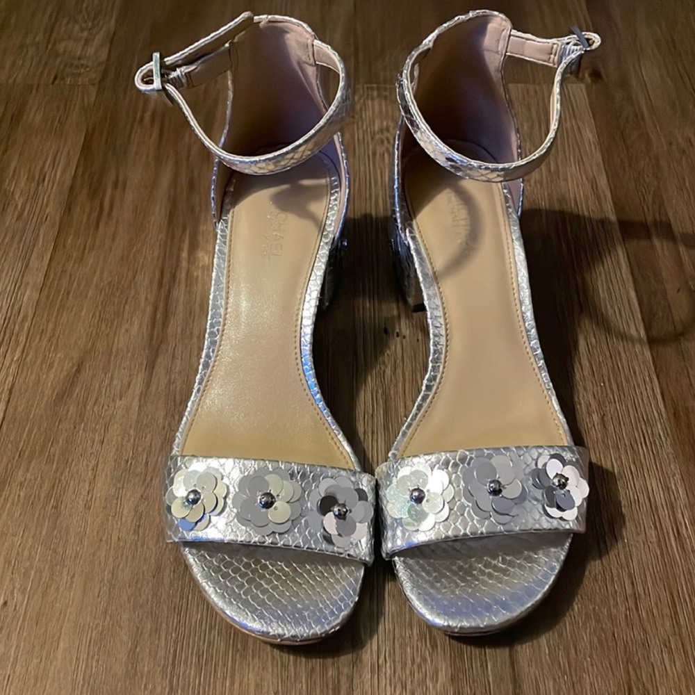 Michael Kors Gray Heels with Flower Design
